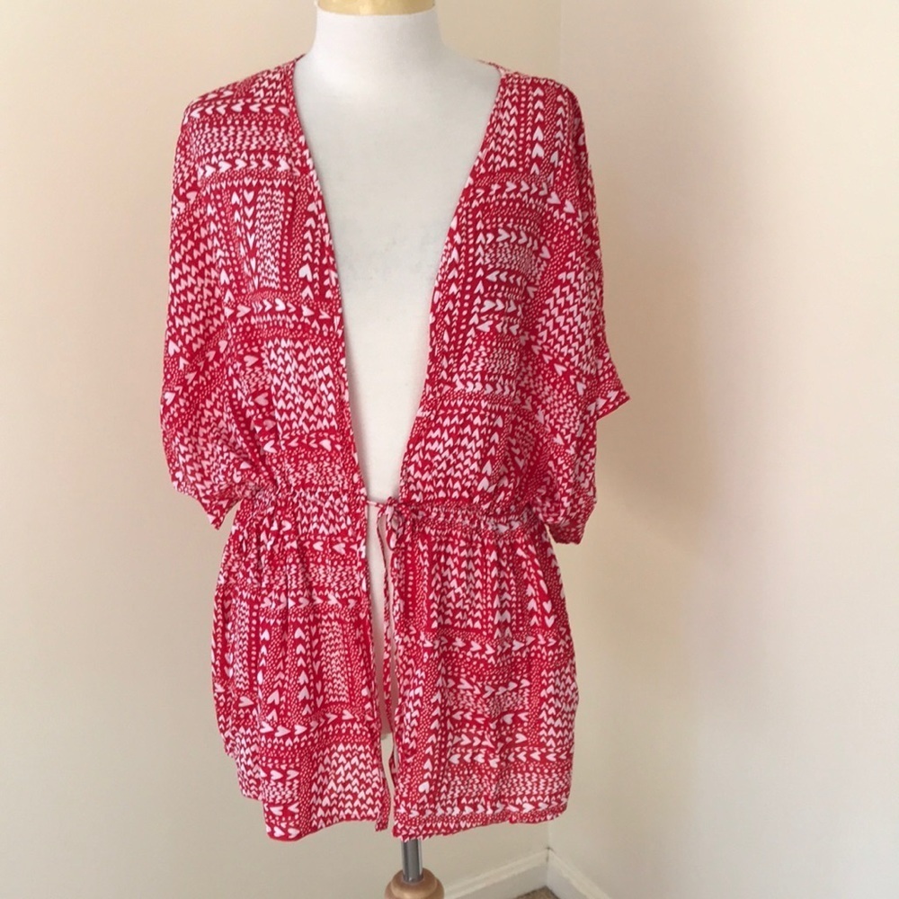 VICTORIA'S SECRET OS red printed duster or cover up